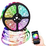 FISHOAKY WIFI LED Streifen, 5M RGB LED Strip LED Bänder IP67 Wasserdicht mit Fernbedienung für Weihnachten Garten Haus, Steuerbar via App, Sync mit Musik, Kompatibel mit Android IOS Google Home Alex