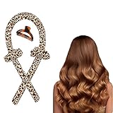 Kabxhueo Hitzefreies Lockenstab Stirnband Lockenstab Haarband Weiches Haarband Lockenwickler Prämie Locken Band Haarrollen für Haarstyling- Werkzeug,Leopard p