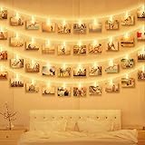 LED Fotoclips Lichterkette, massway Foto Clips Lichterketten 6M 40 LED Warmweiß Bilder Clips Lichterkette Bilderrahmen Dekor für Zimmer, Wohnzimmer, Weihnachten, Hochzeit, Party - Batteriebetrieb