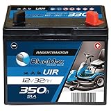 BlueMax U1R (Pluspol rechts) Garden Power Rasentraktor-Batterie 12V 32Ah 350A Starterbatterie für Aufsitzmäher wartung