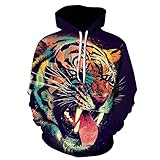Hoodie Herren Urban Oversized Trend Mode Persönlichkeit 3D Tier Druck Herren Sportshirt Herbst Winter Kreative Jugend Männer Pullover Täglich Casual Atmungsaktiv Herren Lang