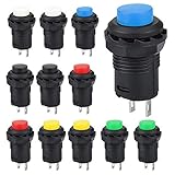 GOLRISEN 12 Stücke Mini Druckknopfschalter Drucktastenschalter 250V/1.5A 125V/3A Drucktaster Momentary Push Button 6.2mm 2 Pins Microschalter Rund Taster Schalter für Modell Auto PC Tischlampe 6 Farb