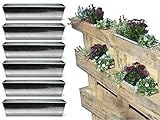 Bada Bing 6er Set Pflanzkasten für Palette Verzinktes Metall Blumenkasten Zink Einsatz für Europalette Pflanztopf Kräuterkasten Pflanzschale Deko Garten Trend 47