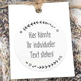 sendmoments Aufkleber für Selbstgemachtes, Blütenranke Modern, 72 runde Sticker ca. 4 cm Durchmesser, personalisiert mit eigenem Text, selbstklebend für Haushalt, Geschenkaufkleber, Bastelarb