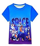 Jungen Basketball-Trikot, T-Shirt Space 2, Movie Toon Squad Tops Tees A New Legacy Kinder Kurzarm Sport Kleidung, blau, 7-8 J