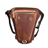 Nvshiyk Herren Outdoor-Reittasche Herren Leder Beinbeutel Crossbody Motorrad Hüfte Taille Tasche zum Laufen Wandern Camping (Farbe : Braun, Size : 26x5x28cm)