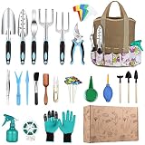 UNIDEAL Gartenwerkzeug Set, 82 in 1 Gartengeräte aus rostfrei Edelstahl, Werkzeugbeutel, Garten Werkzeuge Set, Garten Set, Gartenarbeit Set, mit Ergonomische Anti-Rutsch-Griff, Werkzeugb
