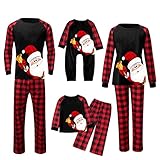 Zilosconcy Weihnachts Pyjama Familie, Weihnachten Pyjamas Baumwolle, Rundhals Langarm Pyjama Weihnachten Familie, Christmas Matching Pyjama Deer Plaid Pyjamas Set Fleecepulli Sweatshirt Familie S