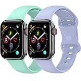 VENTER Kompatibel mit Apple Watch Armband 38mm 40mm 42mm 44mm,Ersatz Armband aus Silikon für Sport Armbänder Kompatibel mit iWatch Armband SE Series 6 5 4 3 2 1,42MM/44MM-S/M,Mint+L