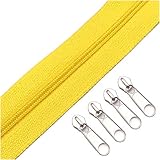 10M 25 Farben Nylon Spule Reißverschluss Masse mit 20Pcs Zipper Slider-Supplies 110 Lemon Yellow 3#, 10M