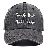 Beach Hair Don't Care Hut, Vintage Washed Adjustable Beach Life Baseball Cap for Men Women, schwarz, Einheitsgröß