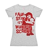 Logoshirt Pippi Langstrumpf - Faul Sein T-Shirt Damen - grau-meliert - Lizenziertes Originaldesign, Größe XS