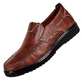 Skxinn Herrenschuh Formal Slipper Schuhe Moderner Mokkasins Schuhe Klassischer Schuhe Lackleder Schuhe Halbschuh Derby Lederschuhe Halbschuh(Braun,43 EU)