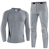 Acfoda Thermounterwäsche Herren Weich Ski Funktionsunterwäsche Männer Winter Thermowäsche Set Comfort Funktion Skiunterwäsche Atmungsaktiv Thermo Funktionswäsche Wärme Unterwäsche Grau S