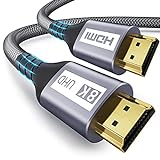 8K HDMI Kabel 2.1, 2 m,WEOFLY Hochgeschwindigkeits-HDMI-Kabel mit 48 Gbit/s (8K @ 60 Hz, 4K @ 144 Hz, 2K @ 165 Hz Kabel unterstützt 3D- und Audio-Rückkanal, kompatibel mit Fire TV/PS5/PS4/PS3/PC)