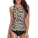 Bilbull Fashion Ladies O-Neck Printed Zweiteiliger Badeanzug Weste Halfter Beachwear Verstellbarer Riemen Badeanzug Plissee Badeanzug Badeanzug