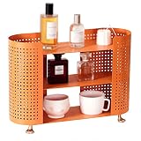 household products Kosmetik-Organizer-Rack, Orangefarbenes Badezimmer Regal, Aufbewahrungskorb für Kosmetika, Wohnzimmer-Desktop Veranstalter, Hohe Kapazität, Geeignet für Schminktisch und B