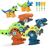 ALLCELE Dinosaurier Montage Spielzeug, 4 Stück DIY Dinosaurier Figuren Set mit Schrauben Pädagogisches Dino Spielzeug ab 3 4 5 6 7 Jahren Geschenke für Kinder Jungen und M