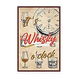 Retro Blechschild Whisky-Bar – Vintage – Geschenk für Whiskey-Fans und Genießer, 20 x 30 cm Dek