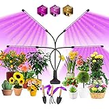 Pflanzenlampe LED Vollspektrum Pflanzenlicht 80 LEDs, 4 Köpfe Grow Lampe Pflanzenleuchte Wachstumslampe für Pflanzen, 10 Dimmstufen LED Grow Light für Zimmerpflanzen, Gartenarbeit, Gew
