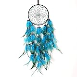 KUGF Blaue Federn TraumfäNger SchöNe Feder Dreamcatcher Wandbehang Ornament Handgemachte Makramee TraumfäNger Home Schlafzimmer Wohnzimmer Hochzeit Dek