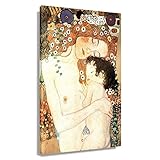 Gustav Klimt Poster mit Mutter und Kind von Gustav Klimt, Retro-Bild, Gemälde, Wanddrucke für Schlafzimmer, ästhetische Heimdekoration, moderne Dekorationen (30 x 45 cm), ung