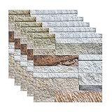 ZHANGDONG 5-Blatt-Klebe-Backsplash 3D-Wandpaneele Mit PVC-Rock-Textur 30x30cm (11,8x11,8 Zoll) Abzieh- Und Klebetapete für Badezimmer für Badezimmer Und Kü