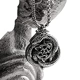 WYNWJ Herren Dominierende Halskette Nordic Wikinger Dreieck Knoten Konzentrisch Knoten Anhänger Vintage Keltische Drachen Anhänger Halskette Männliche Edelstahl Amulett Schmuck/70Cm(28In)