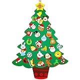 LCFF Filz Weihnachtsbaum Set DIY Weihnachtsbaum Kommt mit 32 süßen Weihnachtsdekorationen Filz-Weihnachtsbaum für Haus- / Tür- / Wanddekoration Haustür Wand Weihnachten Dek