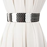 SAIBANGZI Fashion Taille Taille Lady Breite Gürtel Persönlichkeit Metallic Kleid Kleid Gürtel Elastic Gürtel Mädchen, Damen, Silberfarben, 70