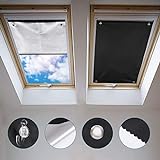 Johgee Dachfenster Rollo Thermo Sonnenschutz Silberbeschichtung Verdunkelungsrollo für VELUX Dachfenster GGU GGL GPU GPL GHU GHL GTU GTL GXU GXL (ohne bohren mit Saugnäpfen,Größe 37x73cm)