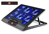 skgames Notebook Laptop Kühler Gamer Ständer Unterlage für 10-17 Zoll, 6 x LED Lüfter, LCD Lüftersteuerung, 7 Stufen Höhenverstellung, B