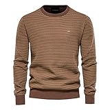 SSBZYES Herren Pullover Herren gestreifter Kontrast Pullover Herren schmaler Rundhals gestreifter Pullover Herren Pullover Strickb