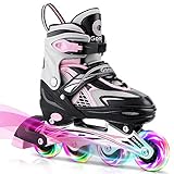 Gonex Inliner für Kinder, Inline Skates für Mädchen Jungen Einstellbarer Größe 31-42, Rosa M