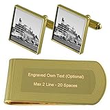 Select Gifts Alcatraz Gefängnis Gold-Manschettenknöpfe Geldscheinklammer Gravur Geschenk