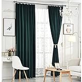 2 Stück Verdunklungsvorhang Samtvorhänge Blickdicht Vorhang mit kräuselband Thermogardine Verdunkelungsgardinen für Schlafzimmer Wohnzimmer,Dark green,137x260