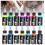 14 Farben Set Rot Tattoo Tinte Set Schwarz Blau Pigment Für Körperbemalung Permanent Tattoo Augenbrauen Make-up 1 Unze/Flasche Braue Tattoo Color Kit Professionelles Zubehö