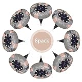 Solar Gartenbodenleuchten Aussen Warmweiss, 8 LEDs Garten Außenleuchte Wasserdicht für Outdoor LED Solar Path Lights, 8PCS