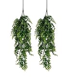NZXVSE 2 künstliche Hängepflanzen, 85 cm, künstliche Boston-Farnreben, hängende Efeu-Dekoration, künstliche Blumen, buschige Seidenrebe, Ratta-Girlande zum Aufhängen für Innen- und Außenb