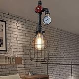 gduuy Deckenleuchte Kronleuchter, Pendelleuchten Hänge Fixture Jahrgang Industtrial Schmiedeeisen Tischlampen Antike Metall Steampunk Tischleuchten Retro Wasser-Rohr-Desktop-Beleuchtung-Befestigung E2