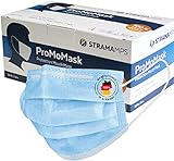 ProMoMask, 100% Made in Germany, 50 Stück Mund-Nasen-Masken, Community Maske, 3-lagige PP-Vlies, Einwegmask