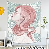 Mädchen Blume Wandteppich,Wandtuch,Wandbehang,Tapestry,Kunst Wandteppich,für Wohnheimzimmer Wohnzimmer Zuhause Wandteppich With lights,130x150