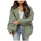 Damen Oversize Pullover Lose Drop Schulter Laterne Ärmel Mode Open Front Cardigan Sweater M