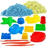 Playtastic Magic Sand: 2er-Set kinetischer Sand, je 300 g, bunt, mit Sand-Formen und Werkzeug (Zauber-Sand)