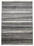andiamo Webteppich Alicante - gestreifter Kurzflorteppich im Retro-Stil, Verschiedene Designs: Streifen, Grau und Beige, Farbe:Grau, Größe:80 x 150