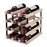 BOGENA® aus Holz - im einzigartigen Design - in 3 Varianten erhältlich - stabil, langlebig & modern - Elegantes Flaschenregal für Ihre heimische Weinsammlung (12 Flaschen)