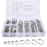 101 PCS Profi Schlauchschellen Set, 8 Größen 8-44mm Schlauchschellen Set 304 Edelstahl, Schlauchbinder Temperaturbeständigkeit Robust für Wasserrohr Automobiltubing