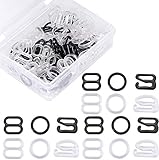 SelfTek BH Ringe 40 Sets Dessous Verstellriemen und Ringe 8 mm BH-Träger Slide Hakenverschluss für Badeanzüge Tops und Slip-Kleid mit einer Box, schwarz und weiß