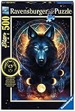 Ravensburger Puzzle 13970 - Leuchtender Wolf - 500 Teile Puzzle für Erwachsene und Kinder ab 10 Jahren, Leuchtpuzzle mit Wolf-Motiv, Leuchtet im Dunk