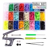 pajoma 360er Set 24 Farben T5 Druckknöpfe + Zange (T3, T5, T8) für alle Arten DIY Kleidung Basteln Accessoires Snap S